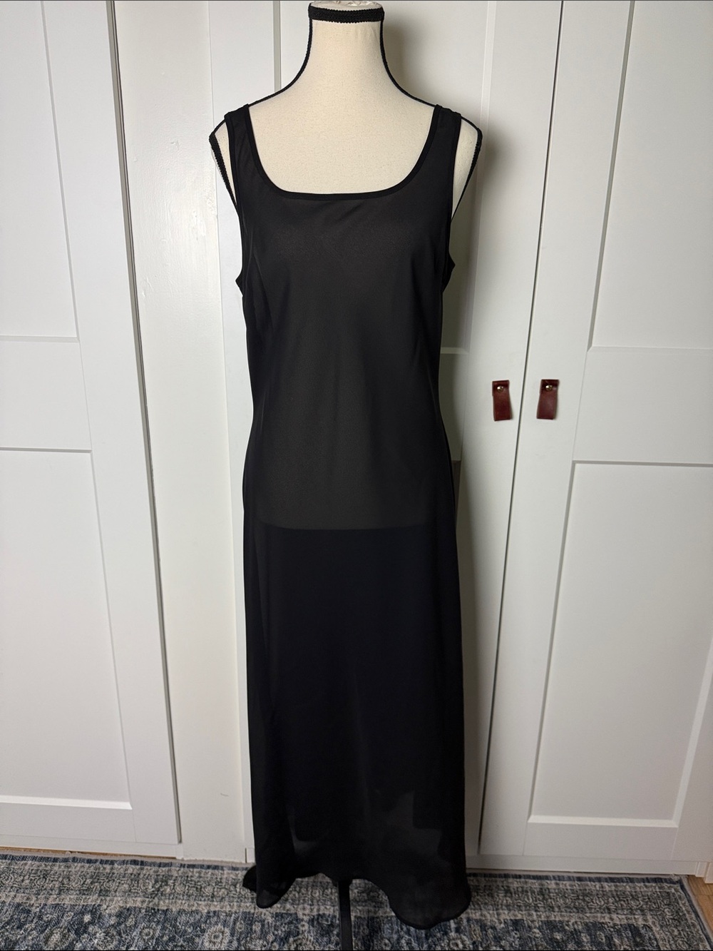 Vintage Ann Taylor sheer maxi dress basic black size 8